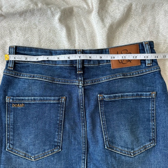 Evereve ba&sh Vicky Denim Skirt Size 36 NWT Colorblock Midi Skirt High Rise - Picture 9 of 12